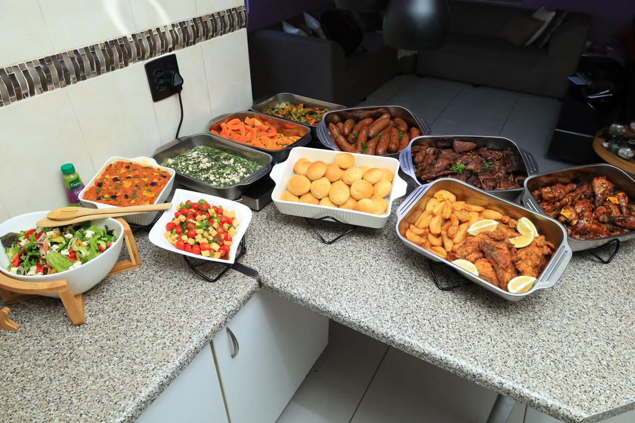 Freshly prepared South African buffet for home-hosted group dining